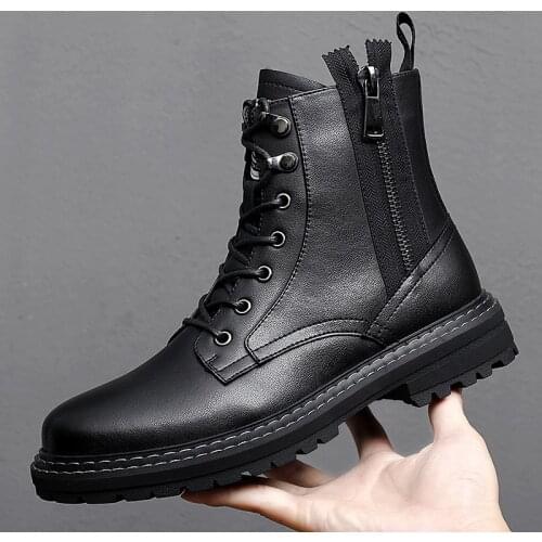 Classic Brand Men Boots Handmade Mens Shoes Casual Leather Ankle Business Oxfords Male Spring Autumn Military Boots Motocross