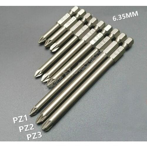 HRC60 3Pcs Magnetic Screwdriver Bit Set Pozidriv Pozi PZ1 PZ2 PZ3 1/4" Shank S2 Electric Screwdriver Drill Bit Tools
