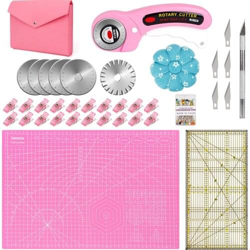 45mm Rotary Cutter Set for Fabric,Rotary Cutter Kit,A3 Self Healing Cutting Mat, Patchwork Ruler, Craft Clip, Craft Knife Set