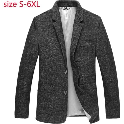2019 New Arrival Fashion Spring Large Woolen Suit Thicker Jacket Single Breasted Casual Mens Blazers Plus Size S-4XL 5XL 6XL