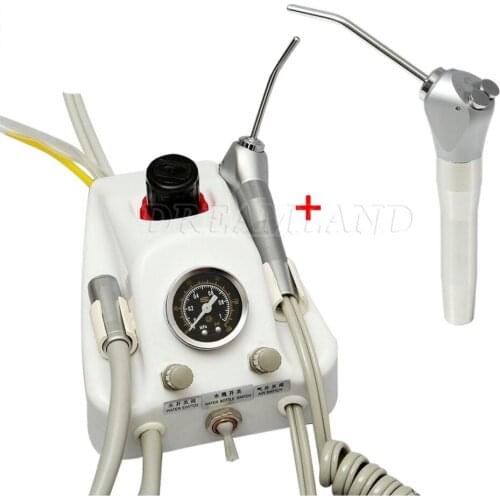 Portable Dental Air Turbine Unit Work SN4 4Hole With Air Compressor + 1 Pcs Multi-funktion Air-Water Spray Triple Syringe