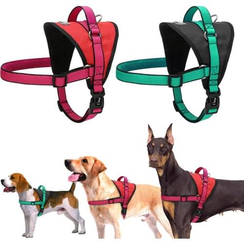 Durable Dog Harness Nylon Breathable Step in Walking Pet Mesh Harnesses for Medium Large Dogs Pitbull Labrador Rose Green