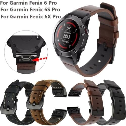 Leather Band Watchband Strap for Garmin Fenix 5/5X/5S Plus 6/6X/6S Pro Smart Bracelet 20 22 26mm Easy fit Accessories Correa