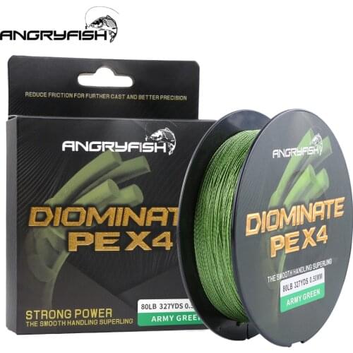 Angryfish Fishing Line Braided Fishing Line 4 Strands PE Multifilament Fishing Line Super Strong15-80LB A-braid 327Yds/300M