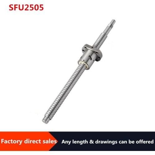 Ballscrew SFU2505-any length 100mm to 2050mm Ball Screw with ball nut End Machined CNC parts