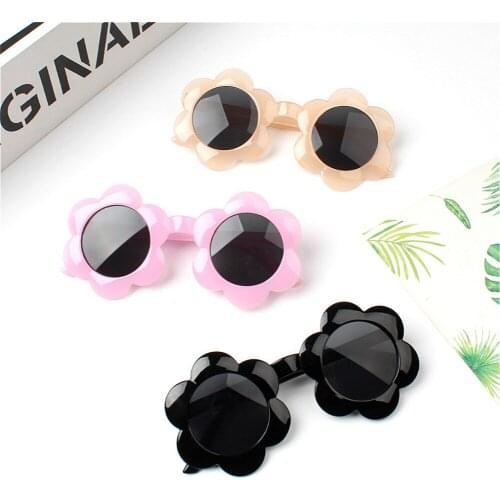 Kids Round Flower Sunglasses Cute Glasses Uv Protection Children Girl Boy Eyewear For Party Photography Outdoor Beach Driving