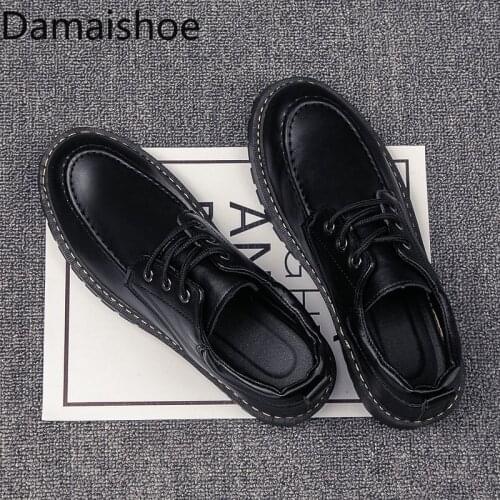 Spring Leather Shoes Mens Korean Fashionable All-Match Breathable Shoes Mens Lace Up Casual Youth British Black Leather Shoes