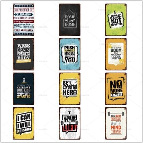 Vintage Metal Plates Be Your Own Hero Family Rules Tin Signs For Pub Wall Art Home Decoration Iron Painting 30x20cm