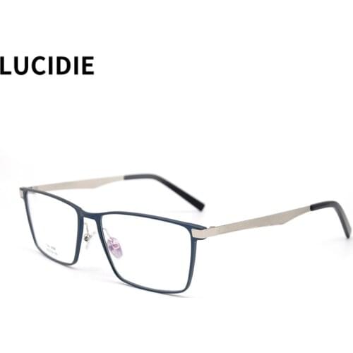 LUCIDIE High Quality Aluminum Square Male Glasses Frames for Man Brand Designer Optical Eyeglasses Fashion Clear Lens Eyewear