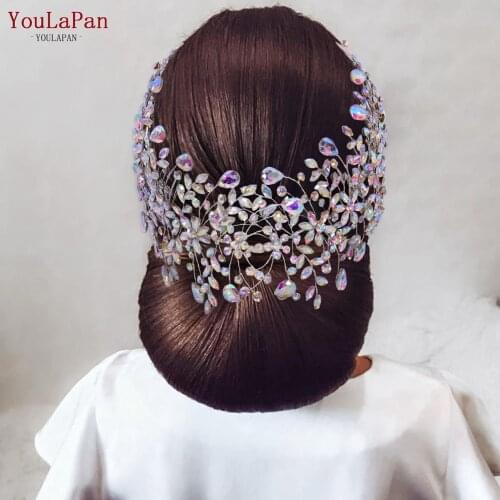 YouLaPan HP379-C Colorful Summer Hair Accessories Headwear Rhinestones Bridal Hair Comb Wedding Hair Jewelry Set Headdress 2021