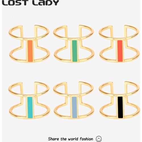Lost Lady Fashion Multicolor Hollow Rings For Women Simple Opening Alloy Finger Rings Wholesale Accessories Party Wedding Gifts