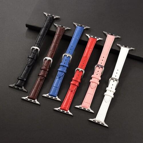 Women Girl Thin Bracelet for Apple Watch Band 38mm 40mm 42mm 44mm Fashion Slim Leather Strap for iwatch Series 65432se Bands