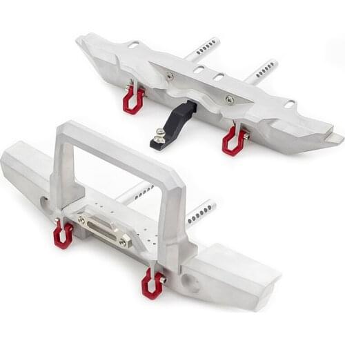 ZHGJMY 1Set Metal Rear Bumper with D-rings Tow hook for 1/10 RC Car TRAXXAS TRX-4 TRX4 SCX10 I II Upgrade Parts