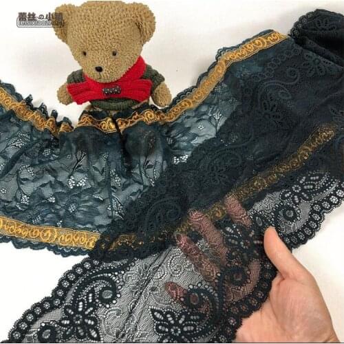 1 Meter Deep Green Elastic Lace Ribbon Mesh New Arrival Stretch Lace Trim Sewing Accessories 19CM Width