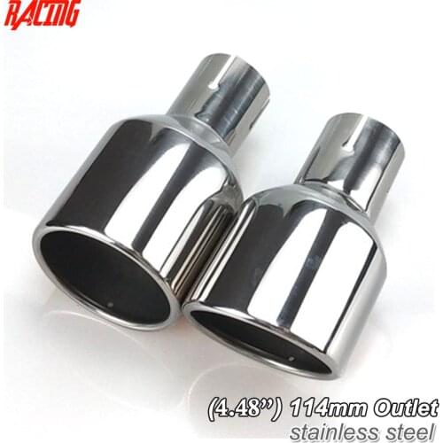 1piece 114mm outlet Universal modification Car Accessories silver Curly Flange Muffler exhaust Stainless Steel Tip End Pipe