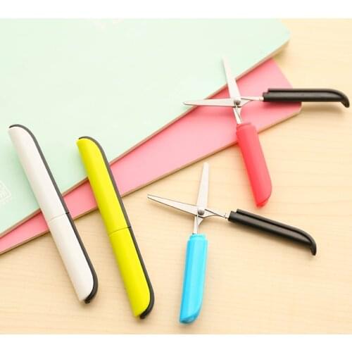 1 Pcs Cute Kawaii Scrapbook Paper Adult Safety Utility Kids Student Portable Small Mini Pocket Scissors Cutter Stationery