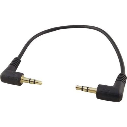 1x Gold Plated 3.5mm 1/8" Male To Male Right Angle Stereo Headphone AUX Audio Connector Cable 15cm