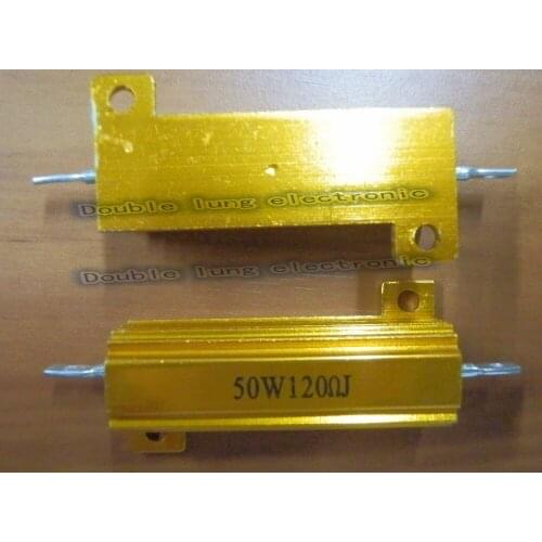 50PCS/LOT 50W Watt Power Metal Shell Aluminium Gold Resistor RX24 50W 120R 150R 200R 270R 300R 330R 430R 500R 800R 1100R OHM