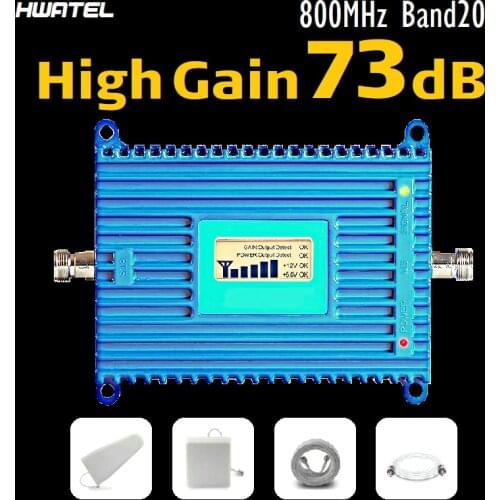 B20 800MHz 75dB High gain Signal Booster 4G 800MHz Cell amplifier repeater Band 20 Cell Internet Repeater 70dB ALC AGC Europe