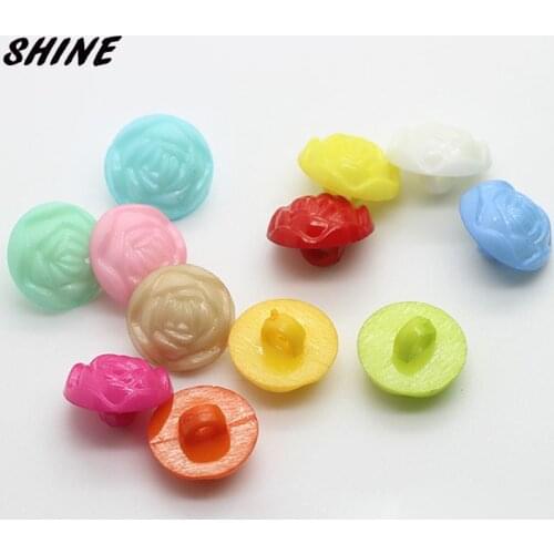 SHINE Acrylic Sewing Buttons Scrapbooking Round Multicolor Mixed Shank Flower Pattern 13mm Dia. 50 PCs Costura Botones Decorate