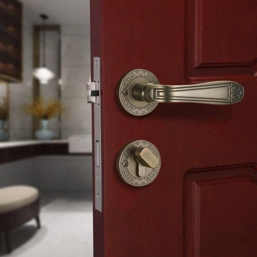 Household High Quality Door Handle Lock Bedroom Zinc Alloy Silent Split Door Locks Interior Mechanical Lockset Hardware Supplies