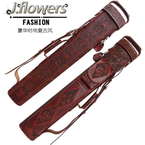 JF6-AB002 Billiard Case 6 Holes 2B4S Genuine Leather Case Top Handmade 90*13*10cm Oval Embroidery Bag Billiard Accessories