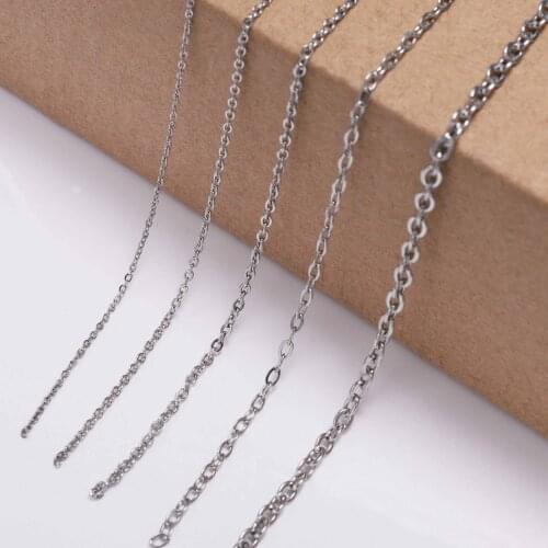 5M Long Thin Chain 1.2/2.2/3.2MM Stainless Steel Flat Cross O Chain Necklace For Women Men DIY Jewelry Thin Bracelet Necklaces