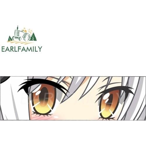 EARLFAMILY 15cm x 4.5cm High School DxD Hero Koneko Eye Slap Decal Car Sticker JDM Auto Helmet Motor Stickers Classic Anime Peek