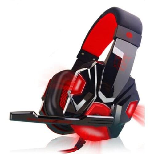 Double Bass Gaming Headphones Wired Headsets with HD Microphone LED Light Noise Cancelling Soft Earmuff for PC Laptop