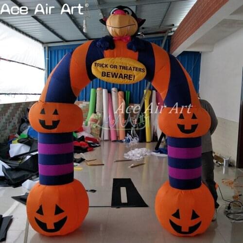 Customized oxford inflatable Halloween arch pumpkin cat door entrance archway for Festival
