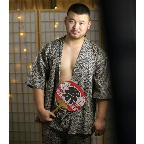 Summer Mens Short Sleeve Bathrobe Japanese Kimono Male Clothing Japan Casual and Simple Style Graphic Printing Home Wear