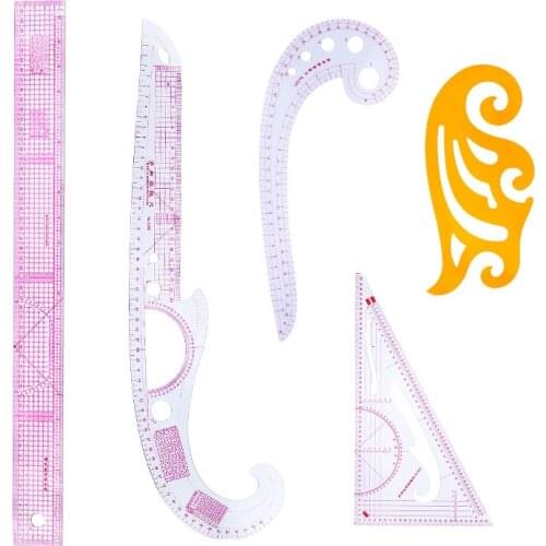 MIUSIE 5pcs Sewing Ruler Curve Ruler Clothing Sample Garment Cut Cutting Pattern Making Metric Yardstick Drawing Tailor Tools