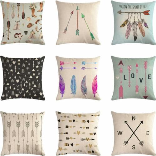 Fashion Throw Pillow Case Cushion Cover Home Decor Arrow Cotton Linen 18"