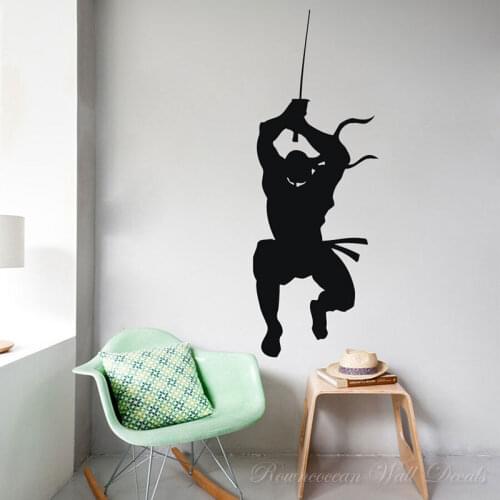 Ninja Fighter Warrior Samurai Swords Wall Stickers Vinyl Home Decor for Kids Boys Teens Room Bedroom Dorm Decals Wallpaper S273
