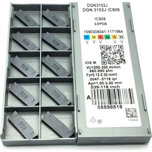 10 pieces of DGN3102J IC908 DGN3102C IC908 carbide original grooving inserts, high-quality cutting tools, CNC turning inserts