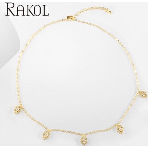 RAKOL Cute Water Drop Cubic Zirconia Necklace Pendant for Women Party Dinner Dress Accessories Girl Birthday Gift Jewelry RK169N