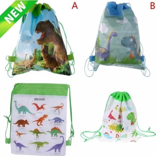 Birthday Party Boys Favors Cartoon Cute Dinosaur Theme Decorate Non-woven Fabric Baby Shower Drawstring Gifts Bags