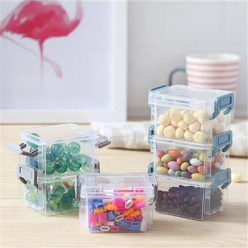 Transparent Multi-layer Box Magic Buckle Storage Box Overlay With Cover Stationery Finishing Box Jewelry Box Office Debris Box