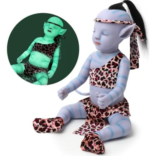 21 inch Lifelike bebe reborn doll newborn waterproof toys 53cm Full Glow Blue Body Simulation Soft Silicone Dolls Toys For Kids