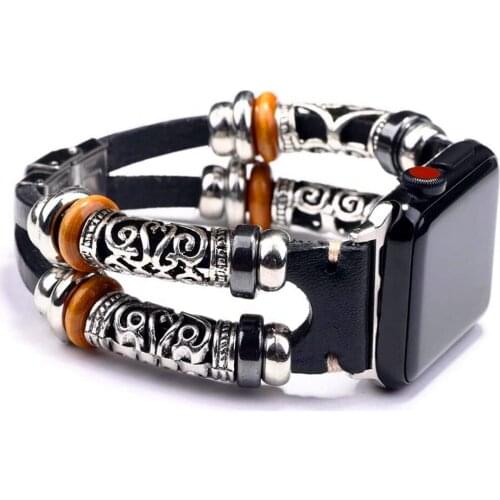 Leather Strap For Apple Watch band 44 mm/40mm iWatch 38mm/42mm Handmade Double Tour belt watchband Bracelet for series 5 4 3 2 1