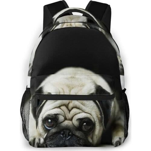OLN Women Backpack Kids School Bag for Teenage Girls Cute Sad Pug Female Laptop Notebook Bagpack Travel Back Pack 2020