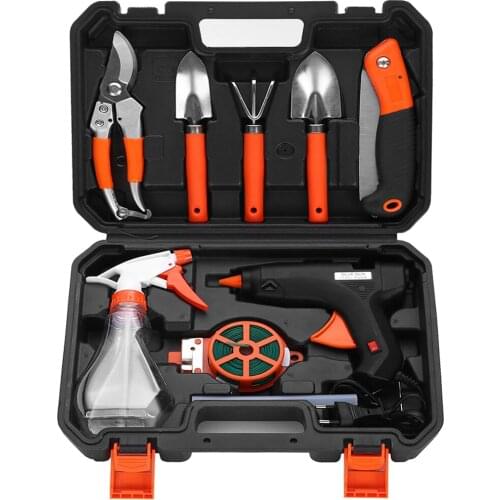 10 in 1 Garden Tool Set Stainless Steel Pruning Shears Soil Loosening Digging Shovel/Spade/Rake Watering Sprayer Gardening Tools