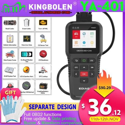 EOBD/OBDII code reader EDIAG YA401 full OBDII function Support Free update Car Diagnosis GIFT battery tester 12v PK KW850 CR3008