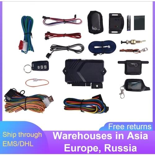 12V 433MHz LCD Two-way Alarm Burglar Remote Control Engine Start Stop Device Russian Version Car Alarm System For TYRESAFE B9