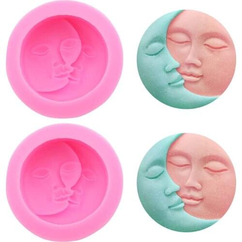 Silicone Soap Molds, Sun & Moon Face Silicone Molds for Soap Making, DIY, Handmade Bath Bomb, Lotion Bar, Polymer Clay, W