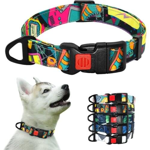 Nylon Printed Dog Collar Adjustable Puppy Small Dogs Collar Pet Collars for Chihuahua French Bulldog Pet Products
