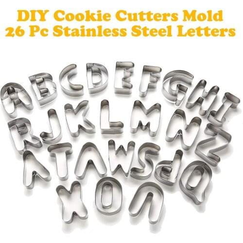 Stainless Steel Letters Cookie Cutters Decorating Tool DIY 3D Cake Cookie Mold Fondant Cutters Mold 26 pc Baking Tools Bakeware