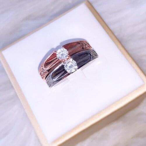 Japanese And Korean Version Of Rose Gold Crystal Wedding Ring Elegant Simple Female Fashion Christmas Gift
