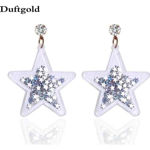 New Crystal Acrylic Glitter Earrings for Women Fashion Star Earrings Dangle Jewelry Pendientes Mujer Boucle D'oreille Femme