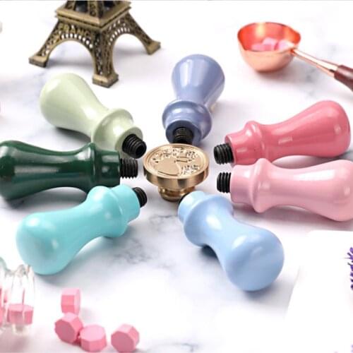 1Pcs Diy Craft Seal Tool Wax Seal Stamp Accessories Retro Mini Wood Handle Macaron Color Just Handle Portable